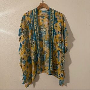 LOFT Floral Cardigan Coverup Kimono One size